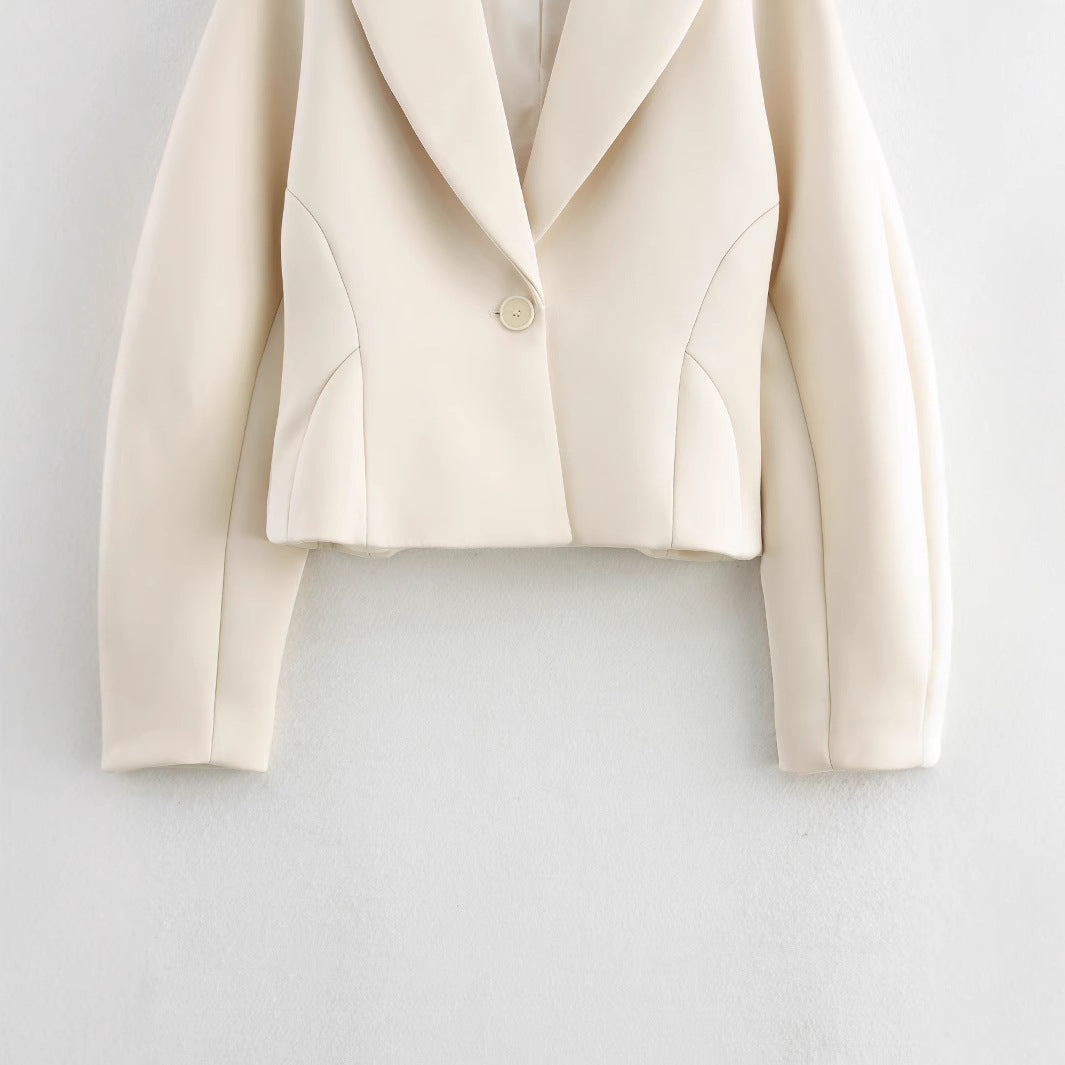 European And American Style Stylish Simple And Versatile Silk Satin Textured Suit Long Sleeve Jacket