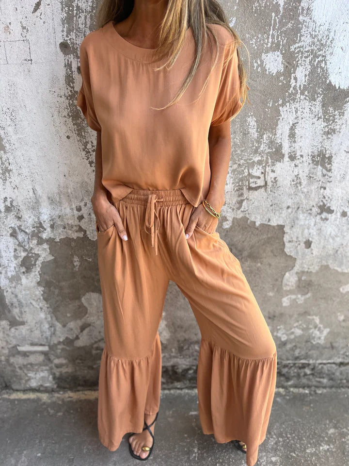 Effortless Pullover & Wide-Leg Pants summer Set