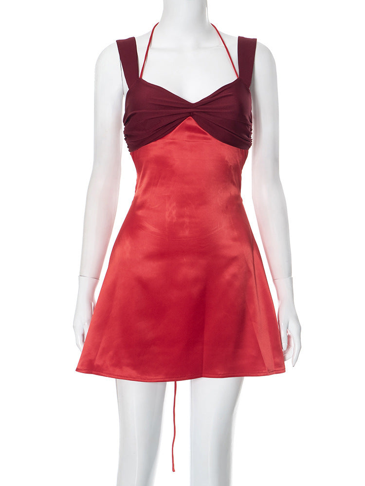 Women's Halter Lace-up Backless Sheath Dress