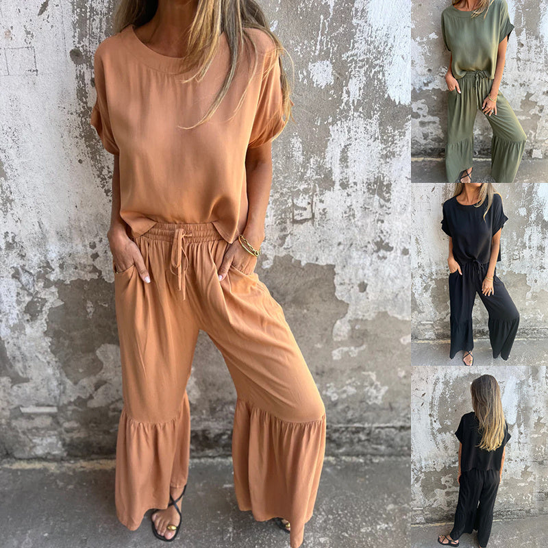 Effortless Pullover & Wide-Leg Pants summer Set