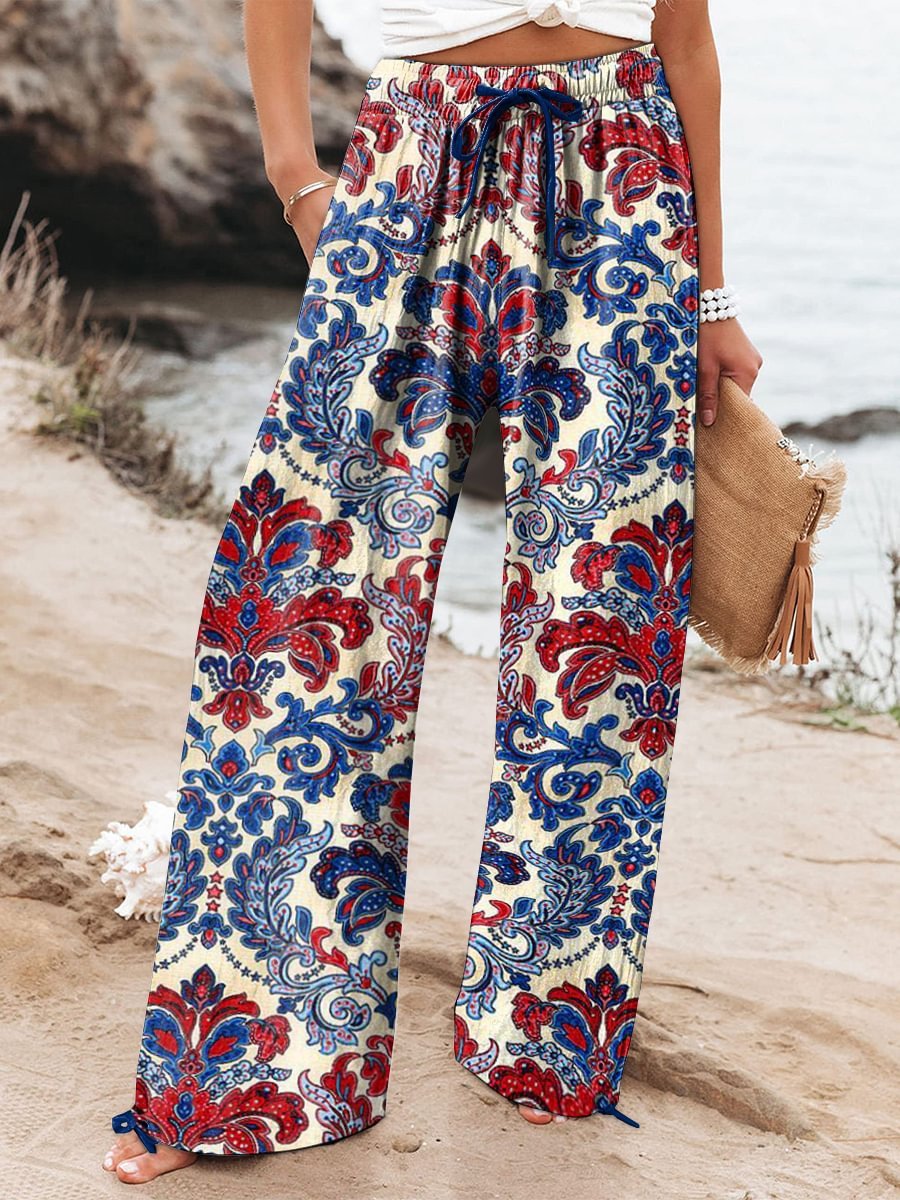 Hot Selling Wide Leg Colorful Graffiti Women's Casual Pants