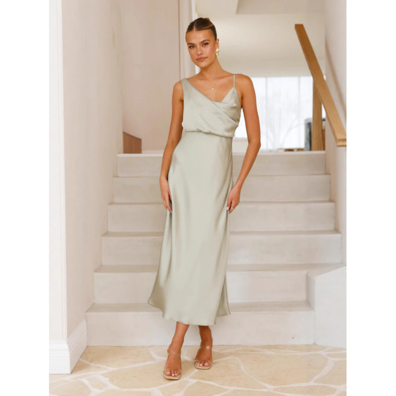 Solid Color Mercerizing Sexy Suspenders Dress