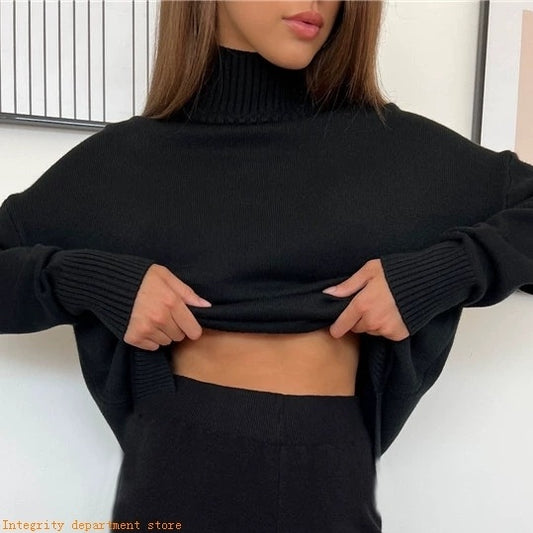 Loose Casual Knitted Wool Trousers Two-piece Set