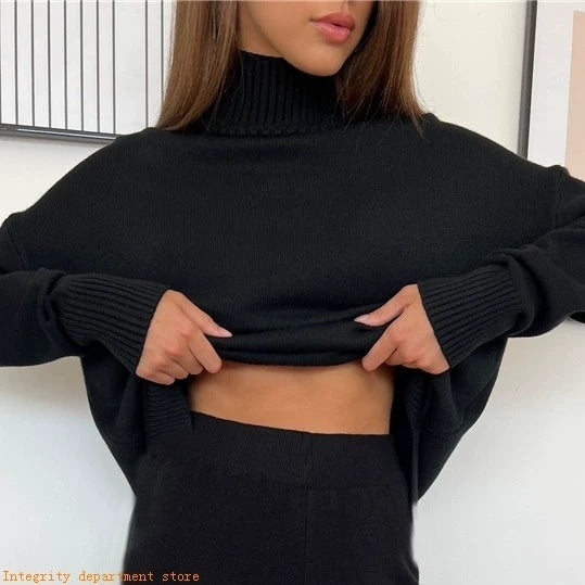 Loose Casual Knitted Wool Trousers Two-piece Set