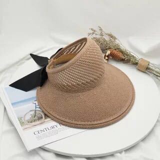 Outdoor Foldable Sun Hat, Bowknot Straw Visor, Knitted Hollow Top Hat, Women