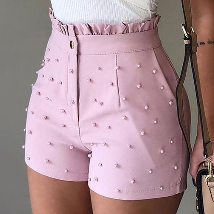 Explosive Style Women's Shorts, Gun Beads Solid Color Sexy Shorts Women Delivery 7-12 days