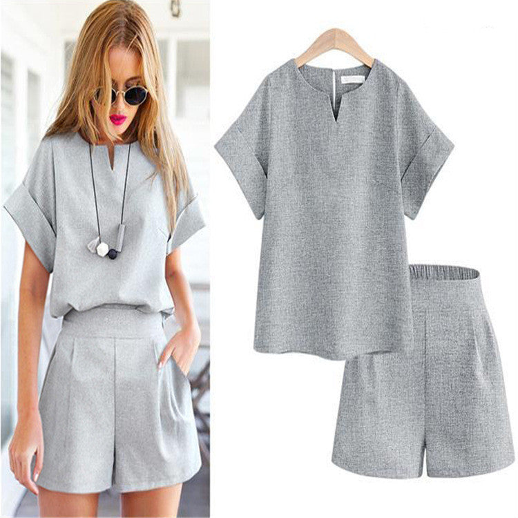 Suit-Set Short Short-Sleeve-Sets Office Trytree Female Plus-Size Casual Women Summer Delivery 7-12 days