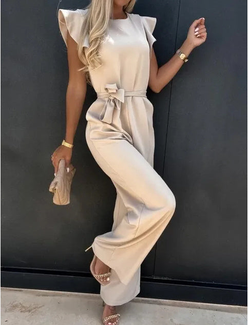 New High Waist Commuter Waist Trimming Lace Up Jumpsuit Trousers For Women