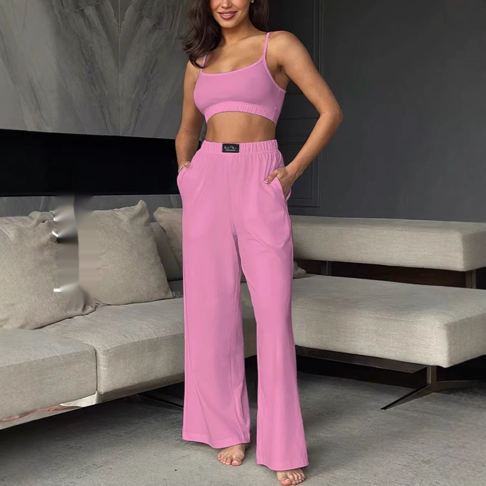 Suspenders Vest Wide Leg Trousers Suit Two-piece Homewear