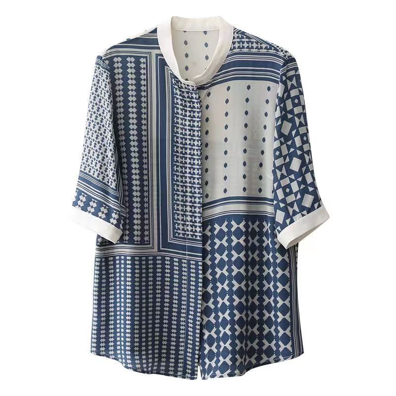 Women's Stand Collar Fashion Printed Shirt