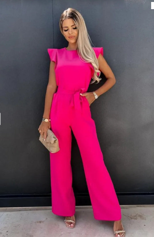 New High Waist Commuter Waist Trimming Lace Up Jumpsuit Trousers For Women