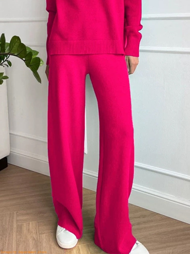 Loose Casual Knitted Wool Trousers Two-piece Set