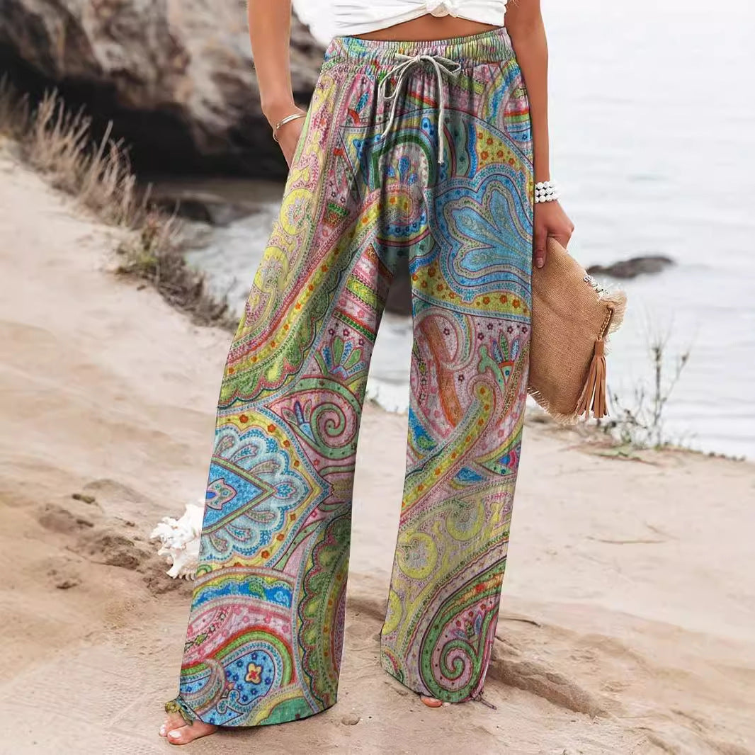 Hot Selling Wide Leg Colorful Graffiti Women's Casual Pants