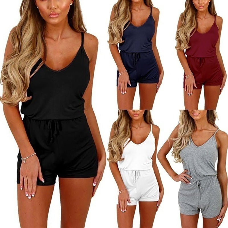 Sleeveless Lace-Up Shorts Women Casual Jumpsuit Delivery 7-12 days