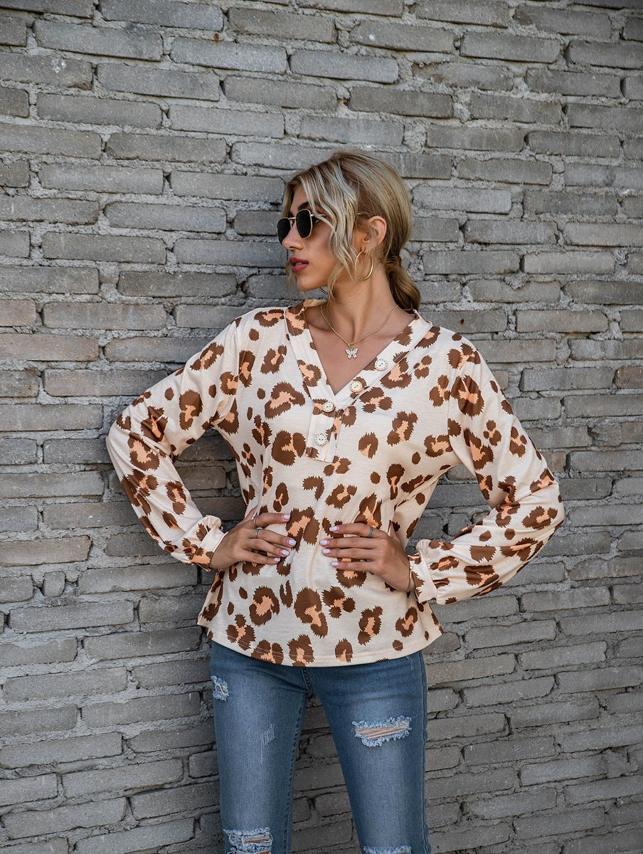 Wild Chic V-Neck Long Sleeve Top