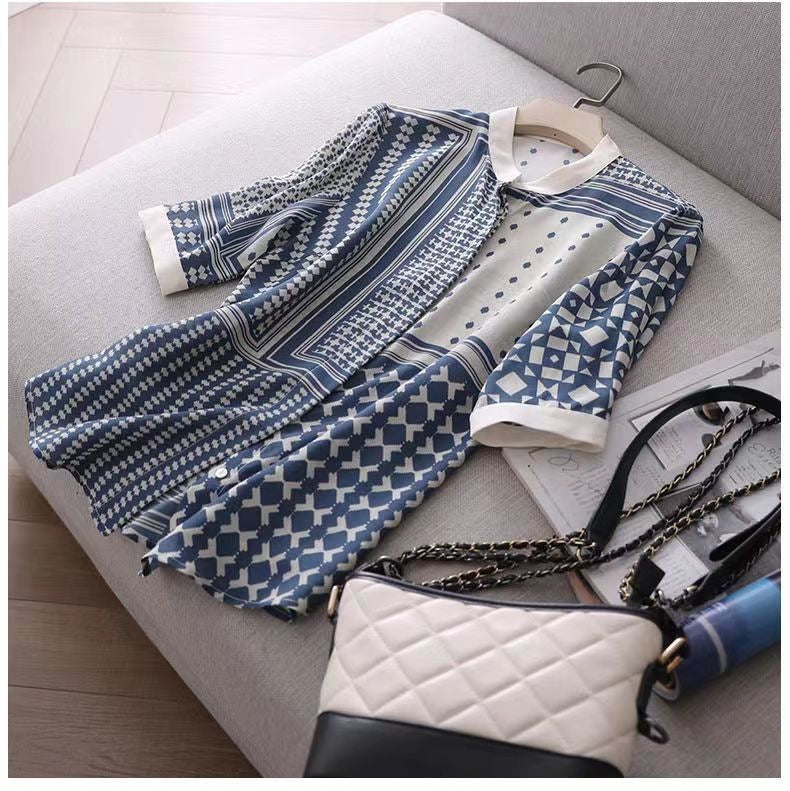 Women's Stand Collar Fashion Printed Shirt
