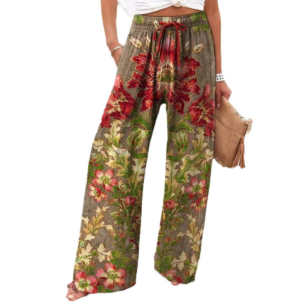 Hot Selling Wide Leg Colorful Graffiti Women's Casual Pants