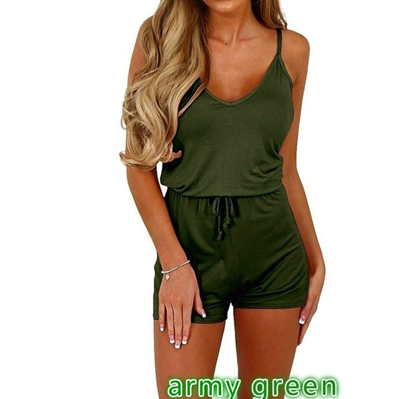Sleeveless Lace-Up Shorts Women Casual Jumpsuit Delivery 7-12 days