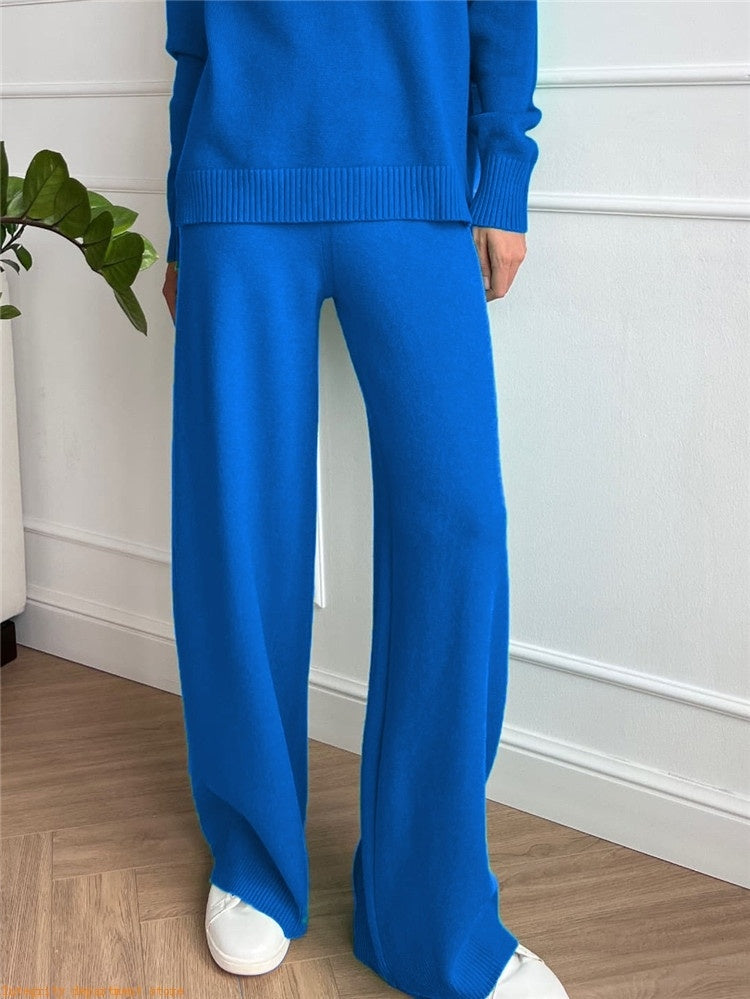 Loose Casual Knitted Wool Trousers Two-piece Set