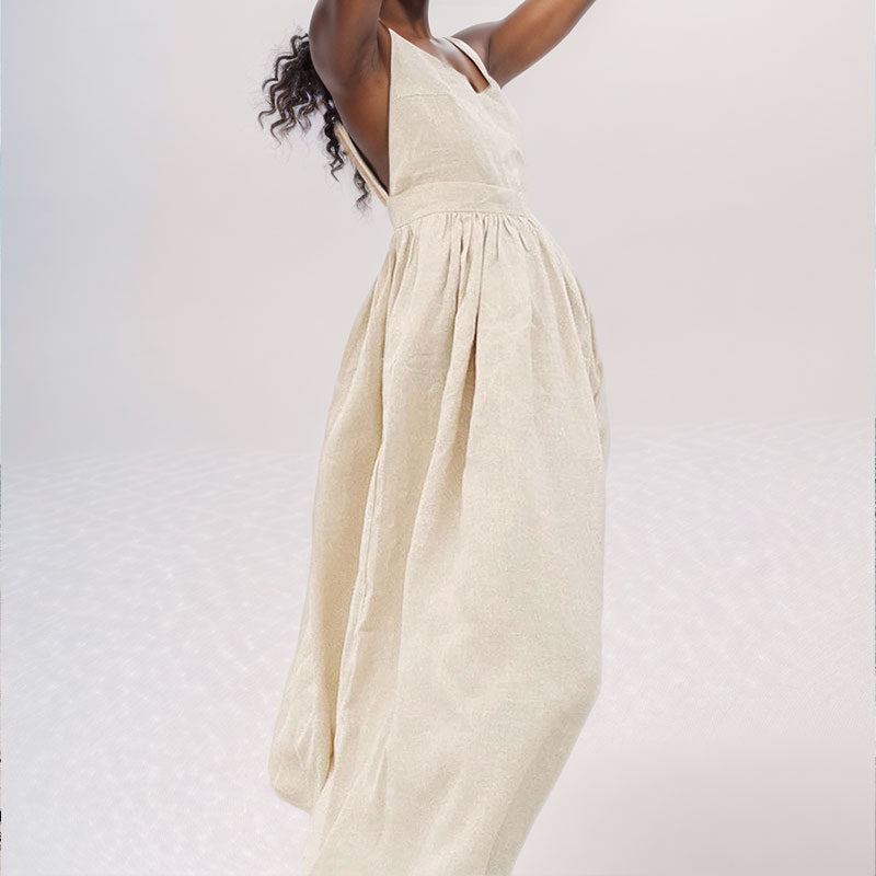 Elegant Backless High-Waist Maxi Dress