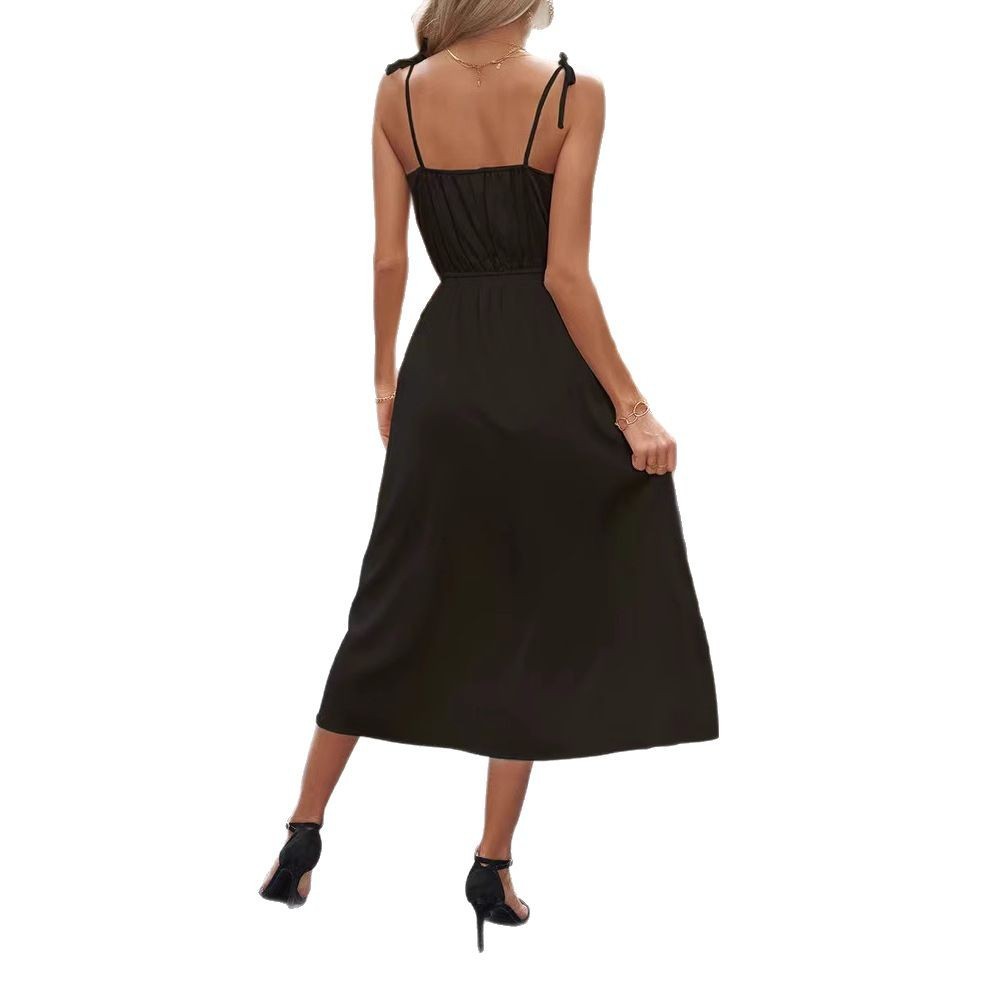 Women's Clothing Cross-border Solid Color Sling Dress