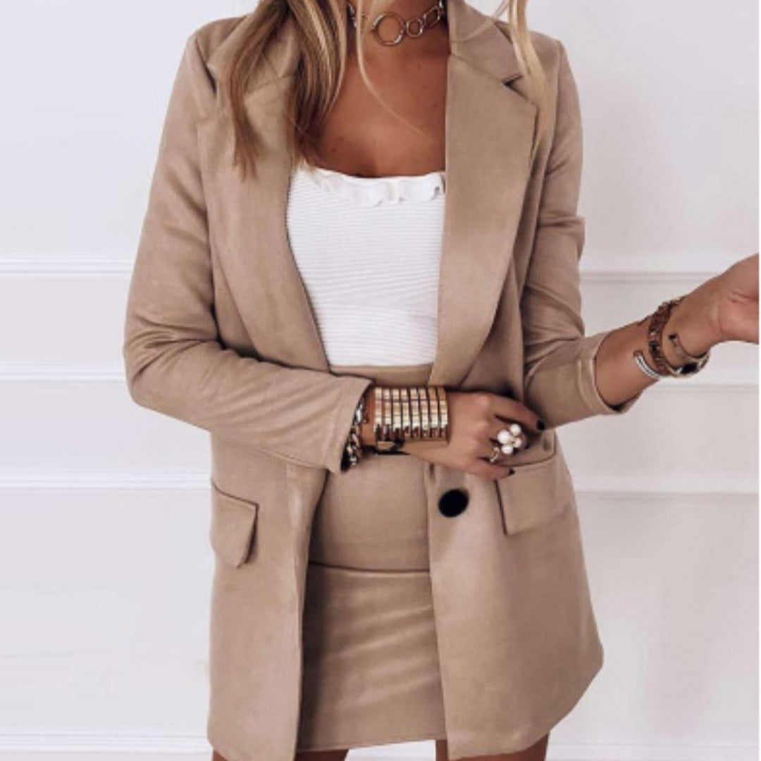 Refined Long Sleeve Pencil Suit