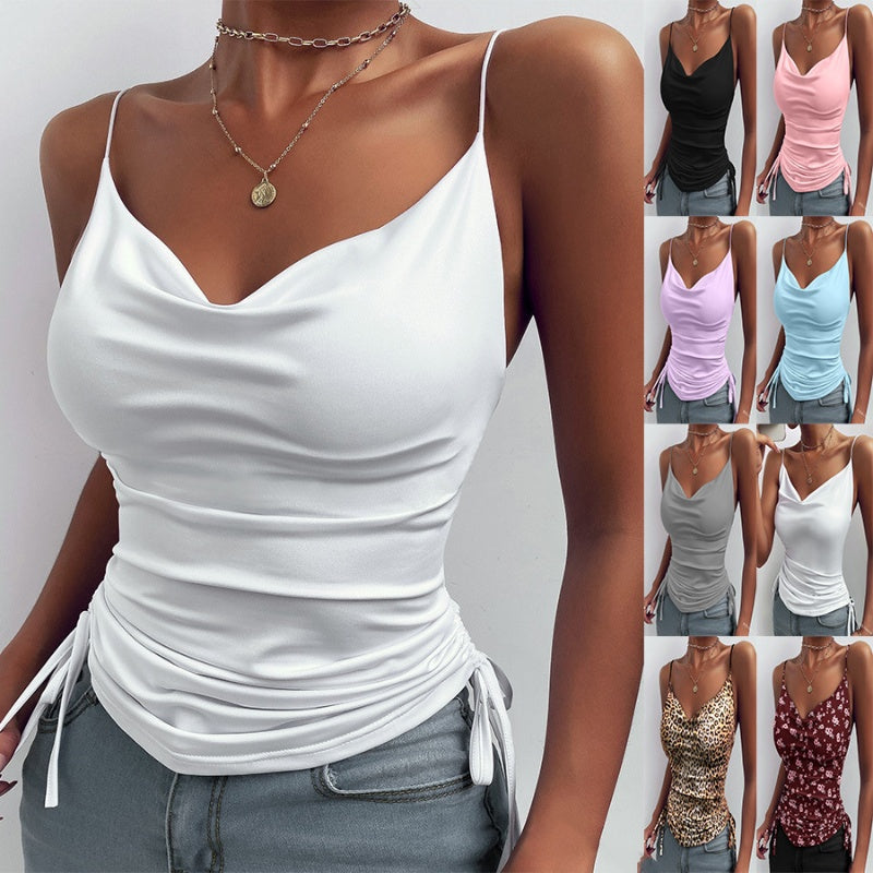 Spaghetti Strap Tops V-neck Camisole Shirts Women Summer Clothes Delivery 7-12 days