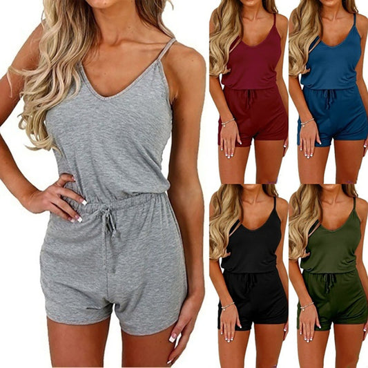 Sleeveless Lace-Up Shorts Women Casual Jumpsuit Delivery 7-12 days