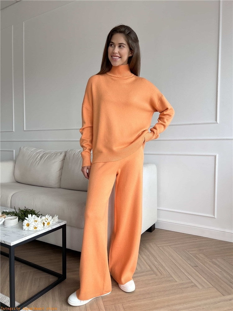 Loose Casual Knitted Wool Trousers Two-piece Set