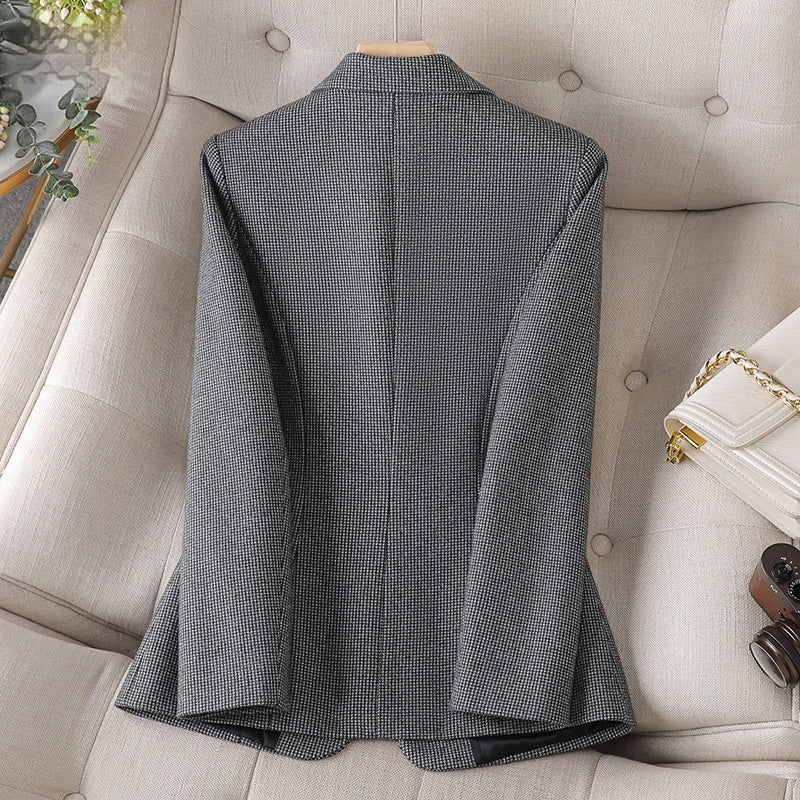 Women's Fashion Houndstooth Small Suit Jacket