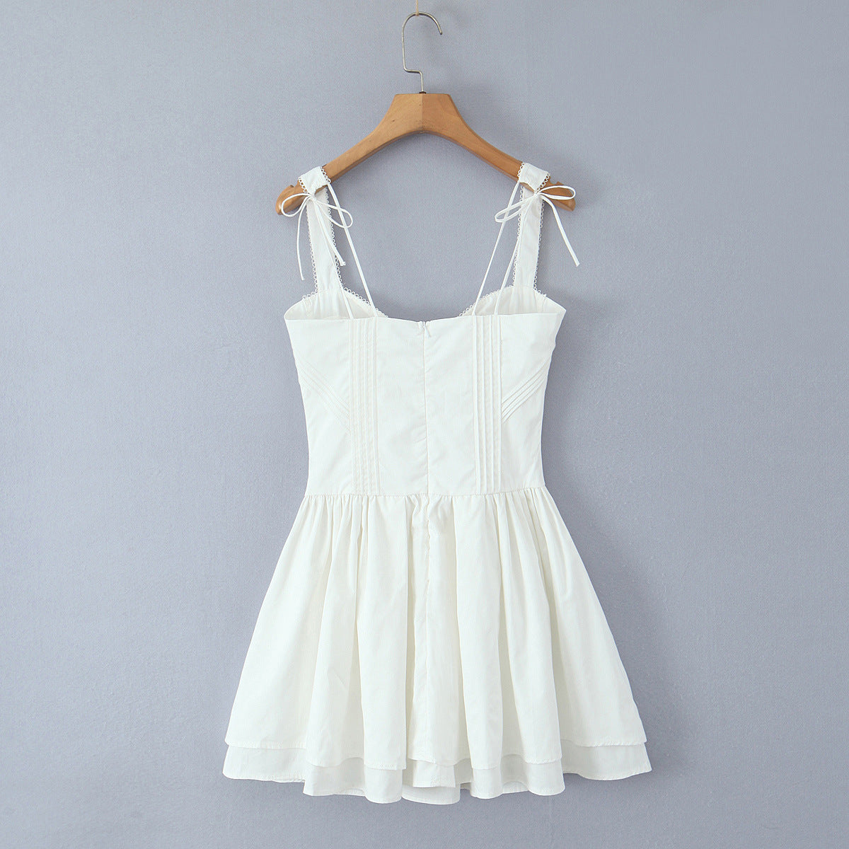 European And American Style Simple Solid Color Holiday Leisure Slim-fitting Patchwork Rope Sling Dress