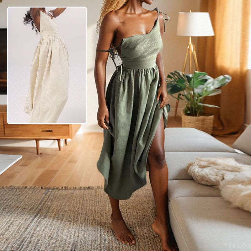 Elegant Backless High-Waist Maxi Dress