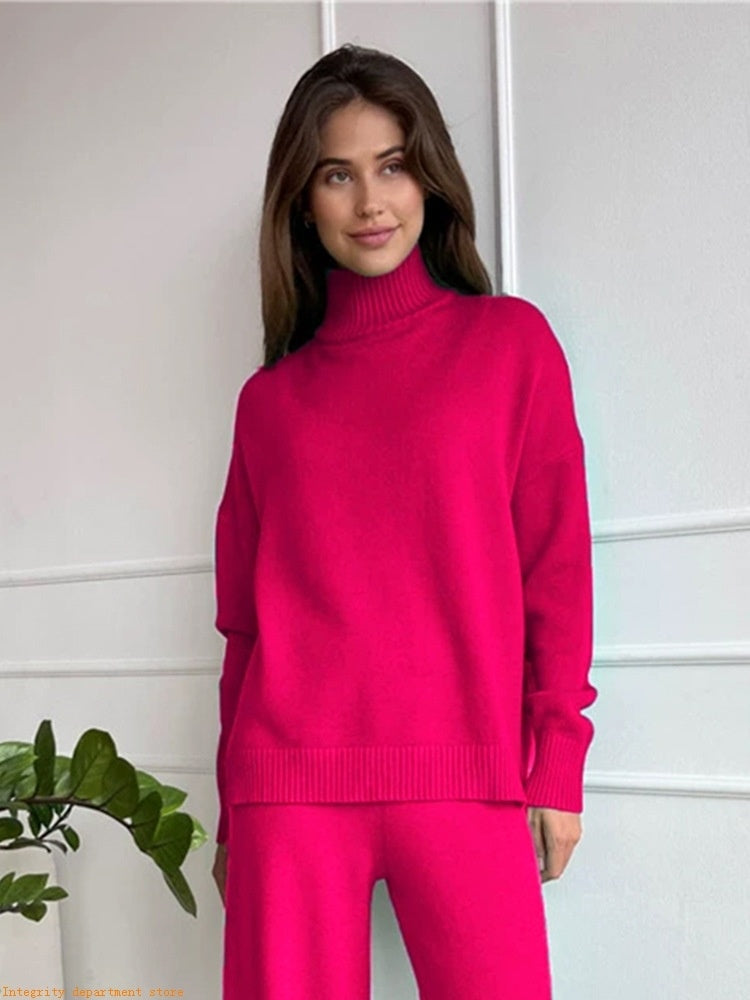 Loose Casual Knitted Wool Trousers Two-piece Set