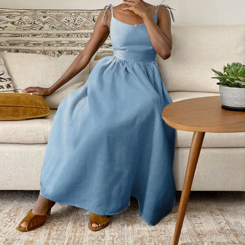 Elegant Backless High-Waist Maxi Dress