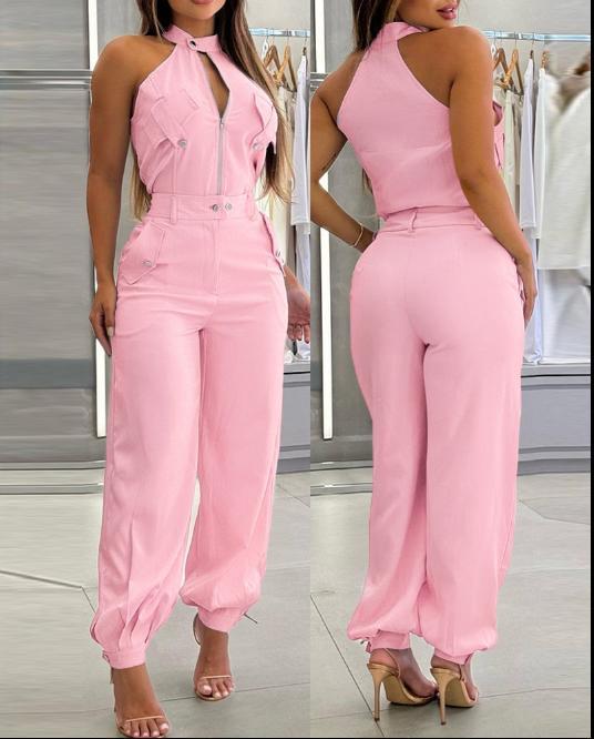 Halter Top Casual Working Pants Two-piece Suit