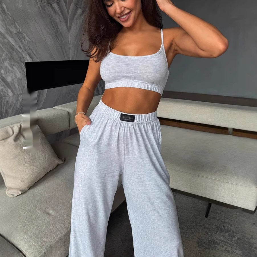 Suspenders Vest Wide Leg Trousers Suit Two-piece Homewear