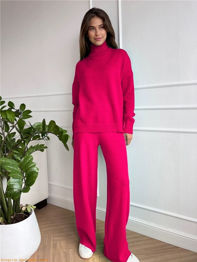 Loose Casual Knitted Wool Trousers Two-piece Set
