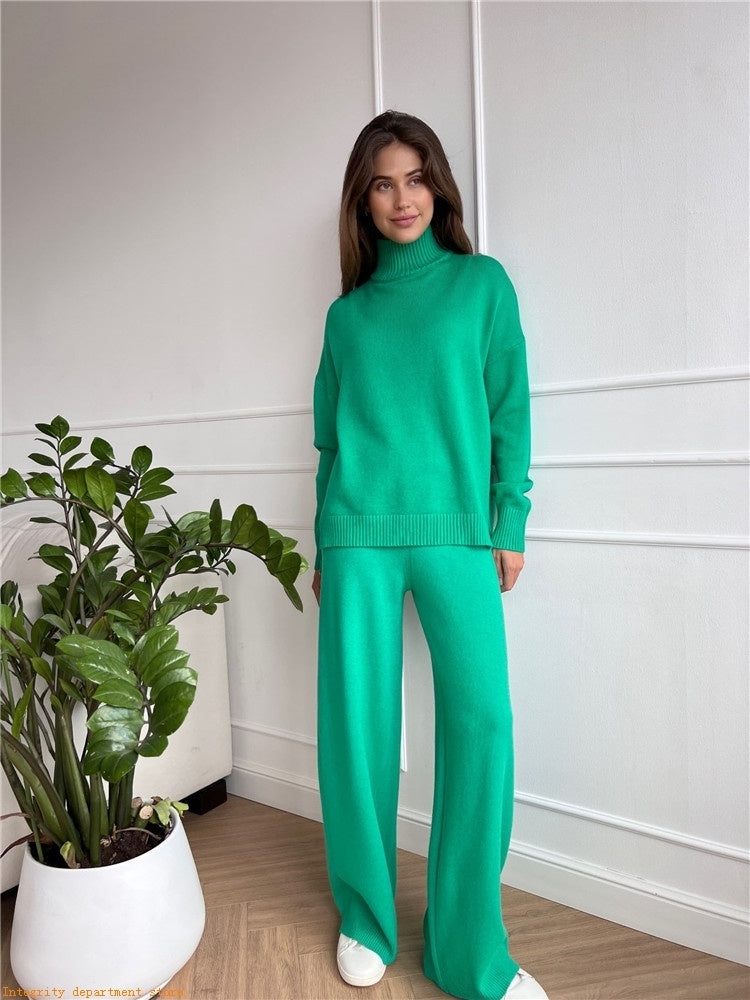 Loose Casual Knitted Wool Trousers Two-piece Set
