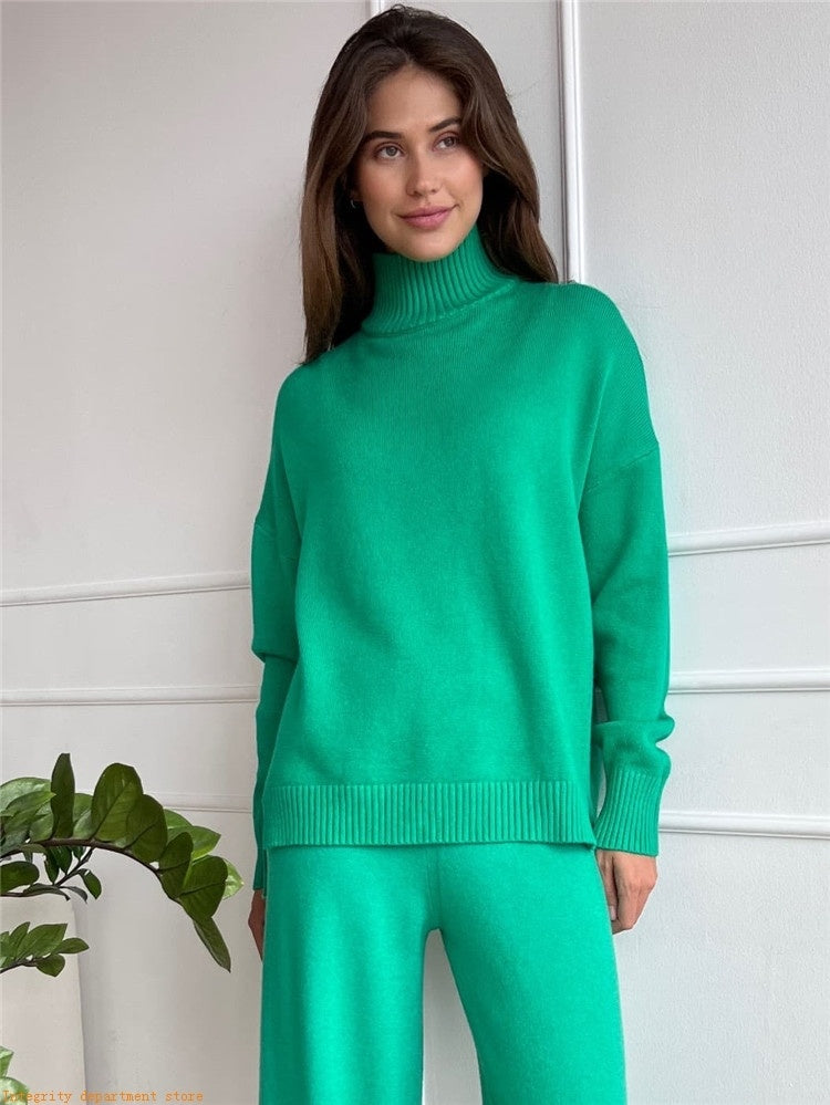 Loose Casual Knitted Wool Trousers Two-piece Set